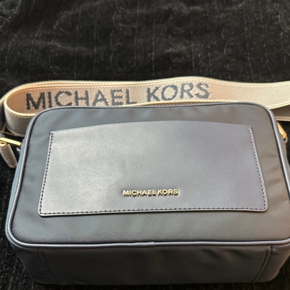 Michael Kors Black Belt Bag with Beige Strap